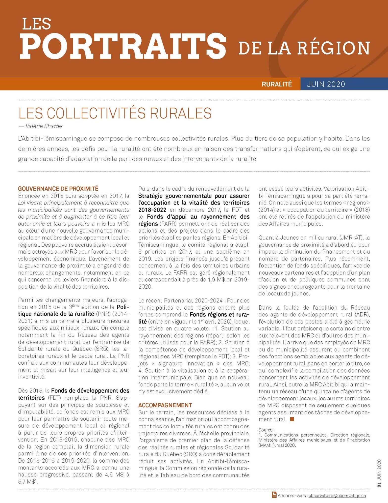 Collectivités rurales – Abrégé 2020